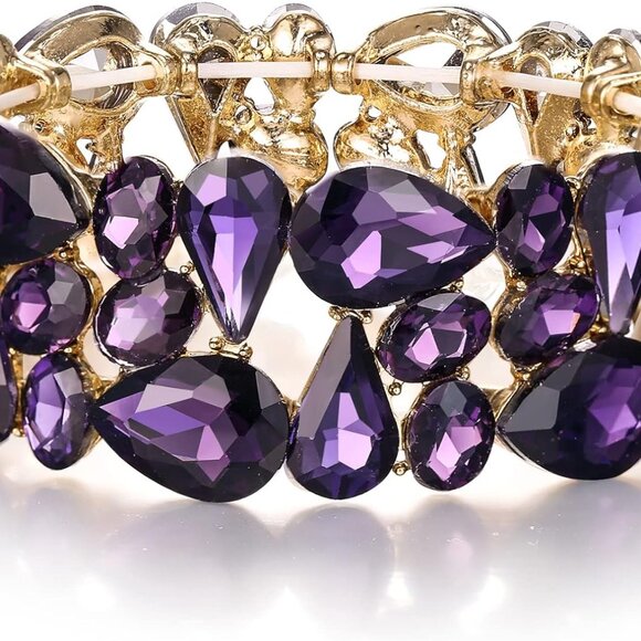 Women's Art Deco Crystal Stretch Wedding Bridal Bracelet for Prom and Special Oc - Picture 1 of 5